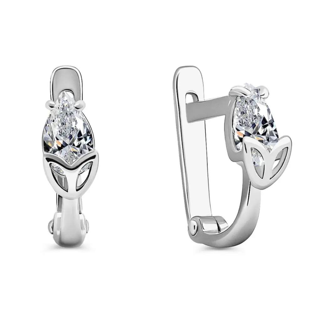 Серьги с фианитами из серебра 925 пробы 1