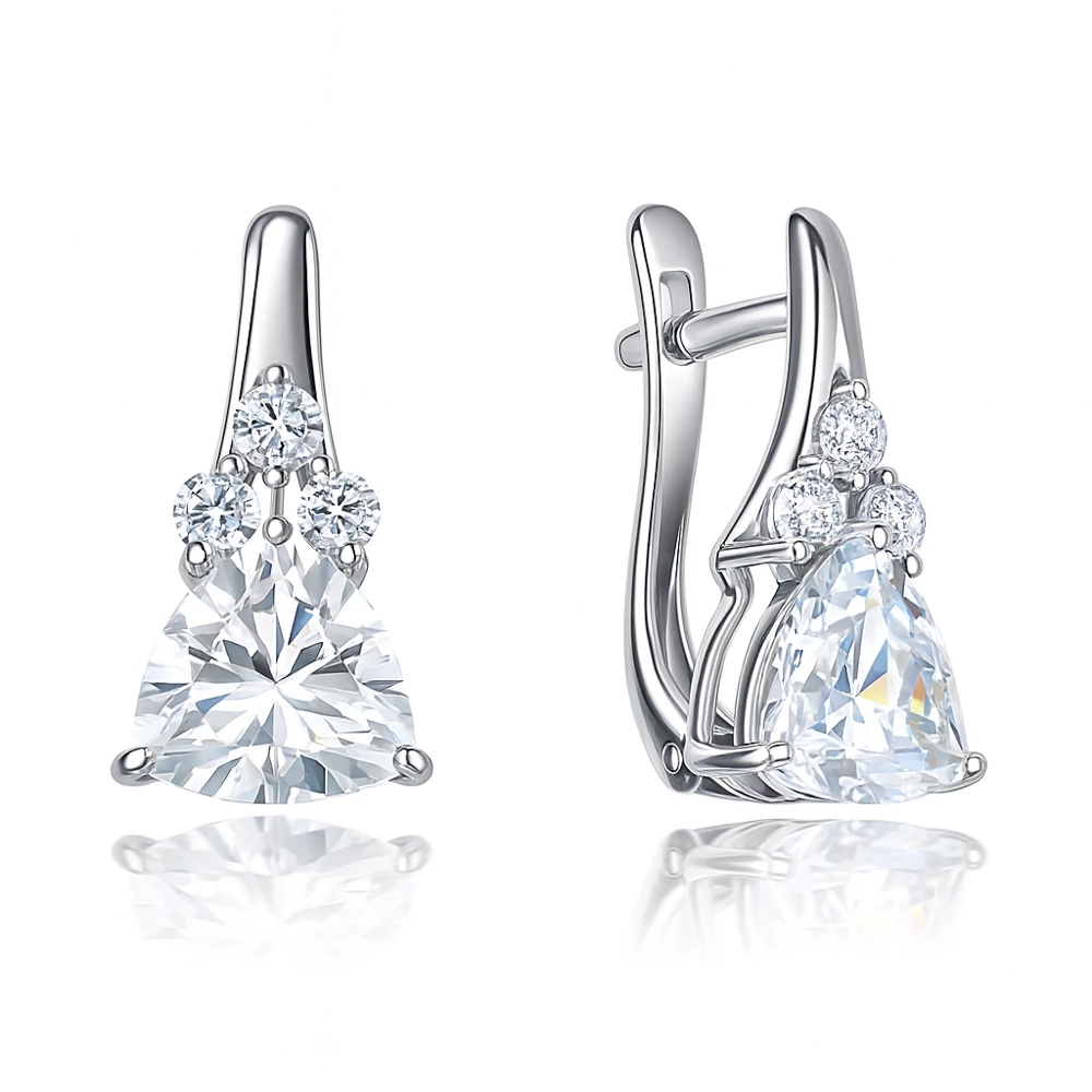 Серьги с фианитами из серебра 925 пробы