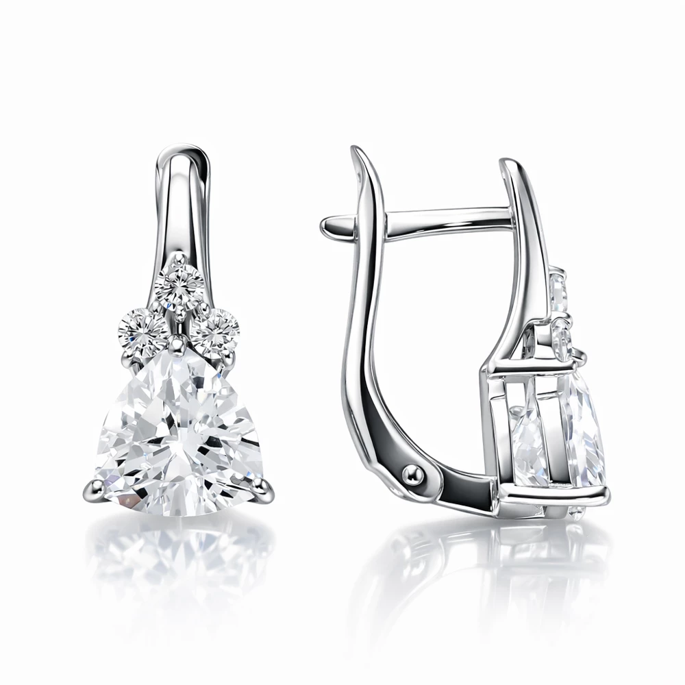 Серьги с фианитами из серебра 925 пробы