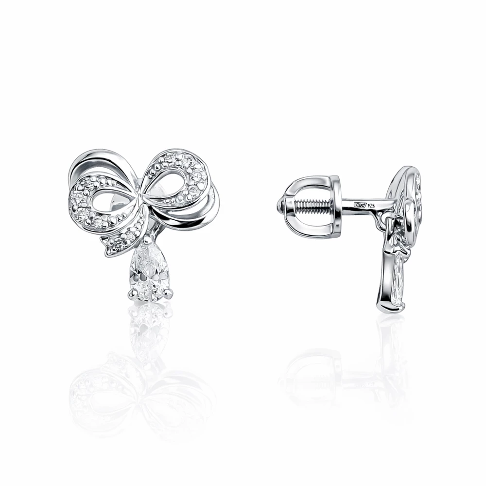 Серьги с фианитами из серебра 925 пробы