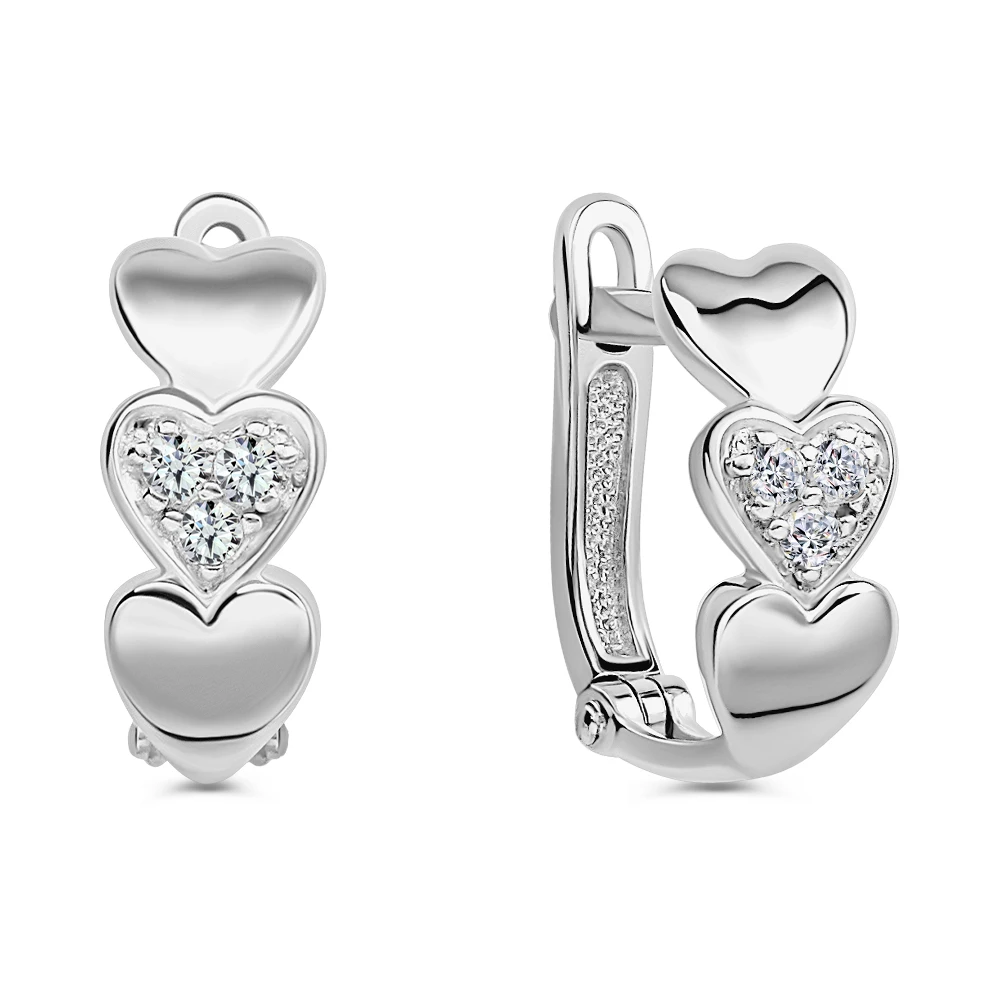 Серьги с фианитами из серебра 925 пробы