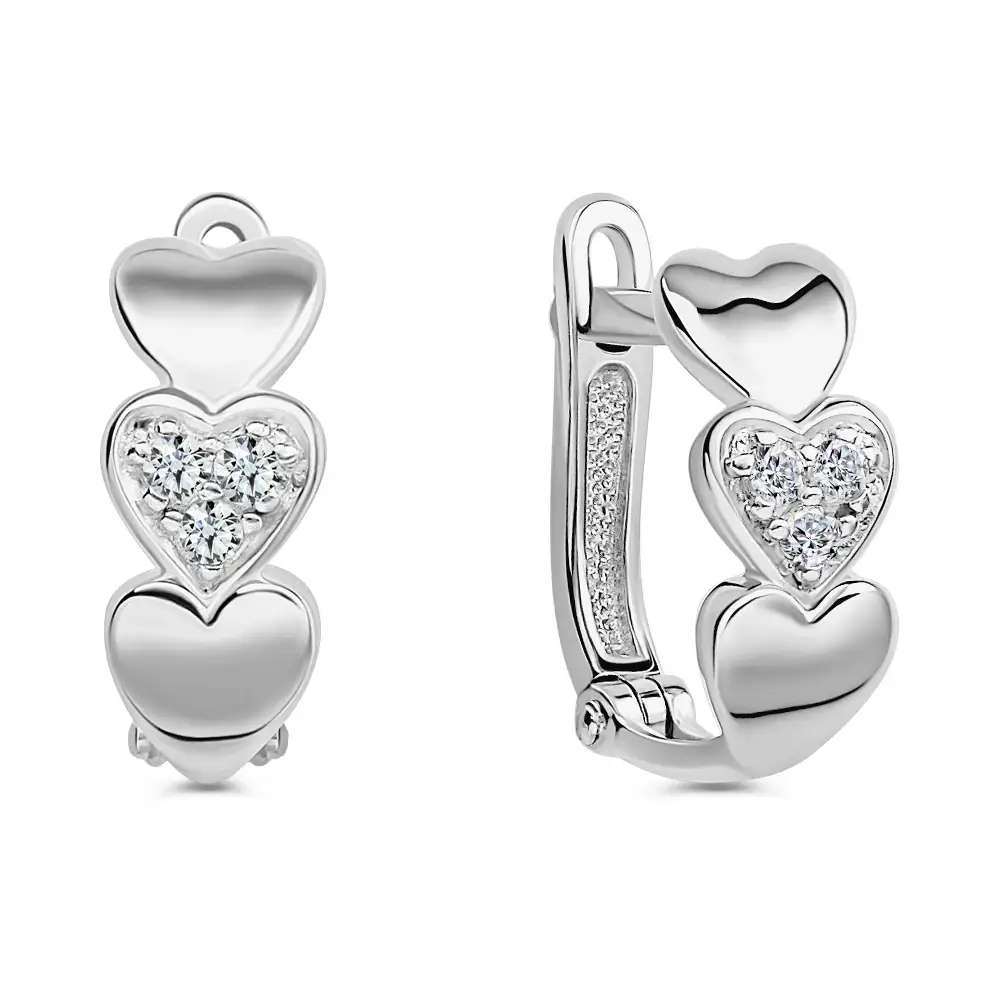 Серьги с фианитами из серебра 925 пробы
