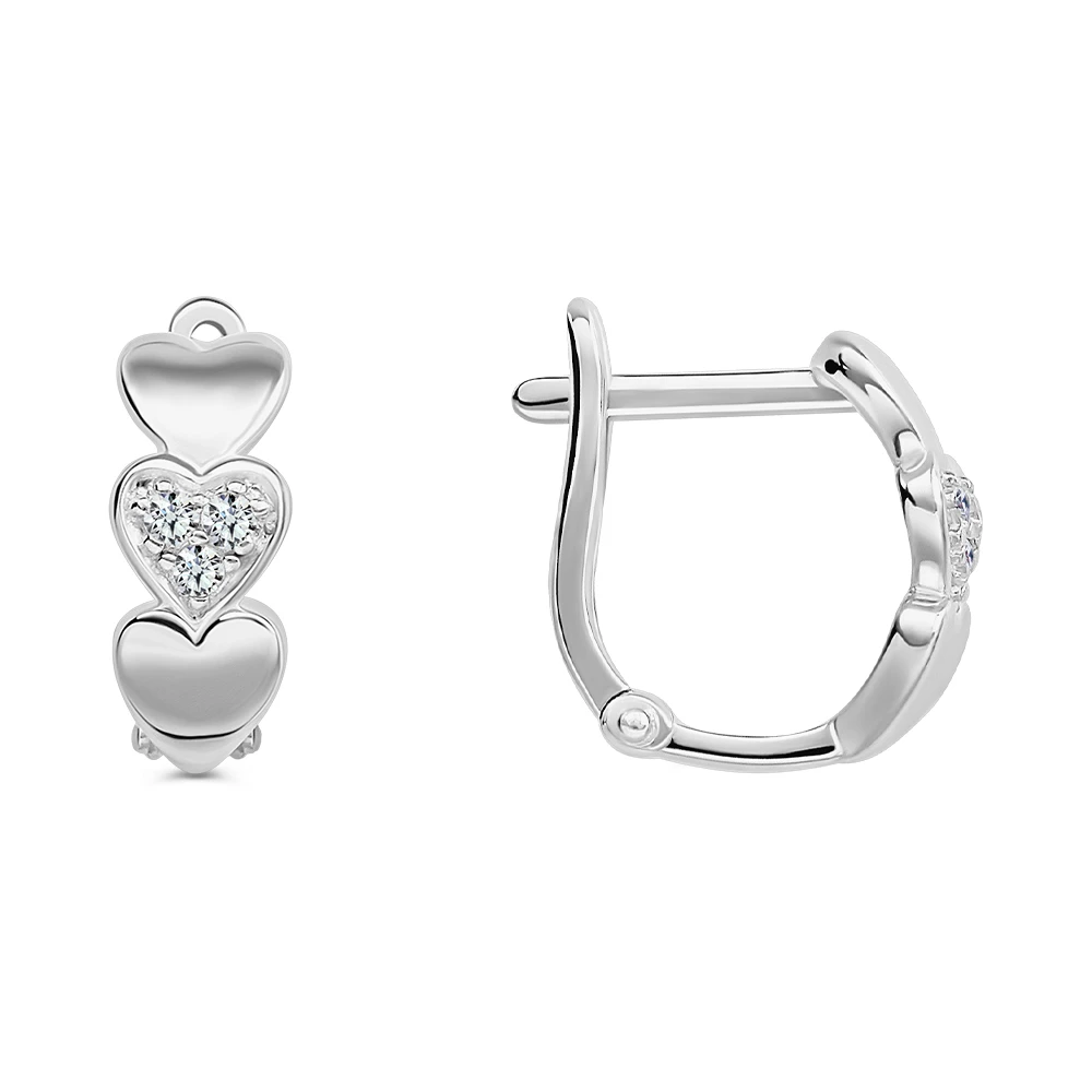 Серьги с фианитами из серебра 925 пробы