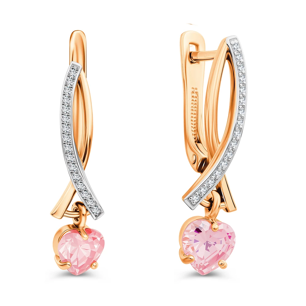 Серьги с фианитами из серебра 925 пробы