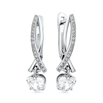 Серьги с фианитами из серебра 925 пробы