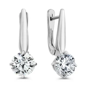 Серьги с фианитами из серебра 925 пробы