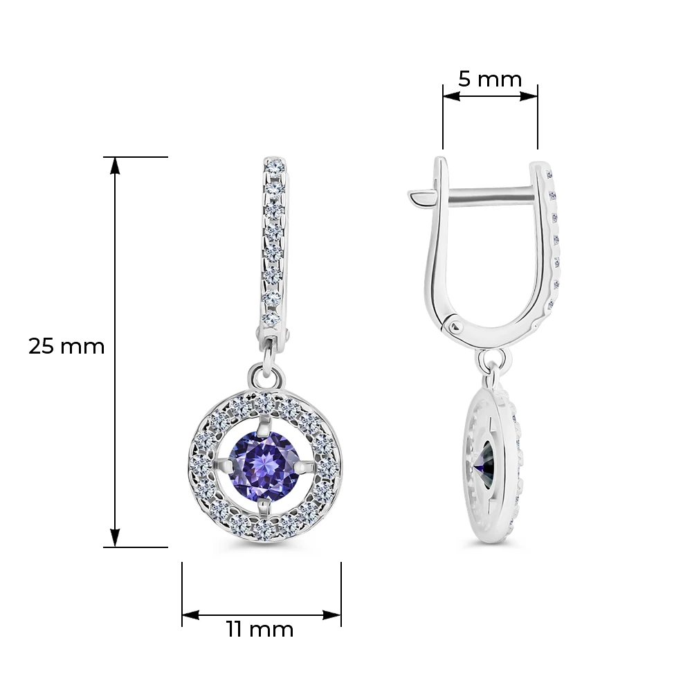 Серьги с фианитами из серебра 925 пробы