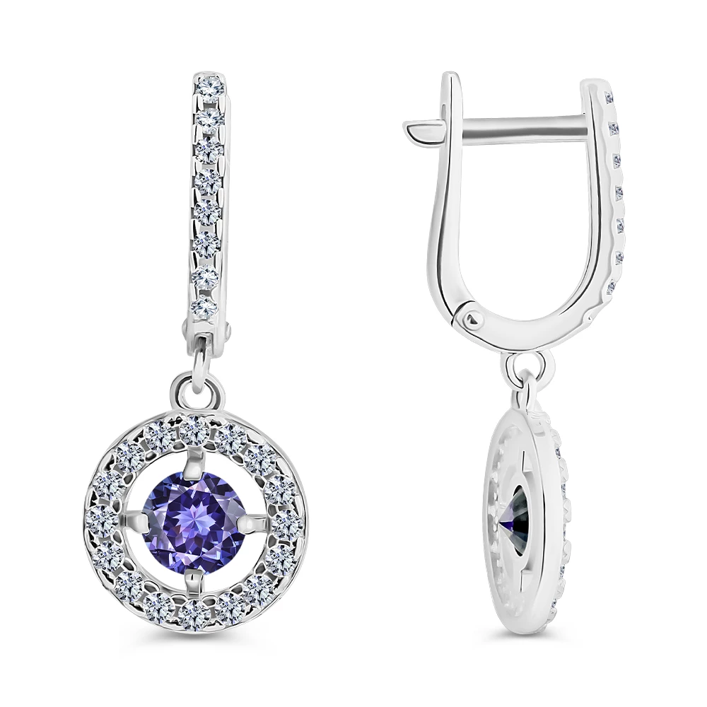 Серьги с фианитами из серебра 925 пробы