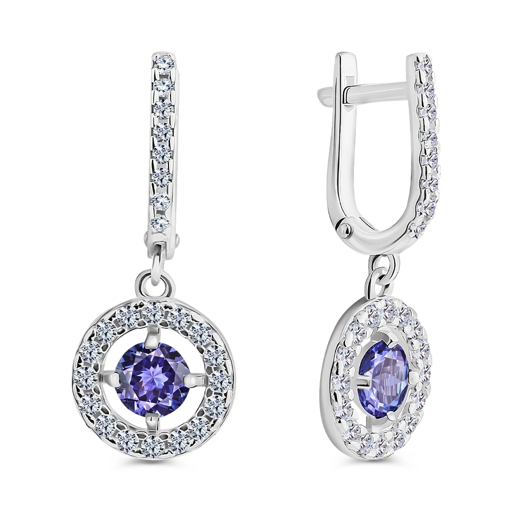 Серьги с фианитами из серебра 925 пробы