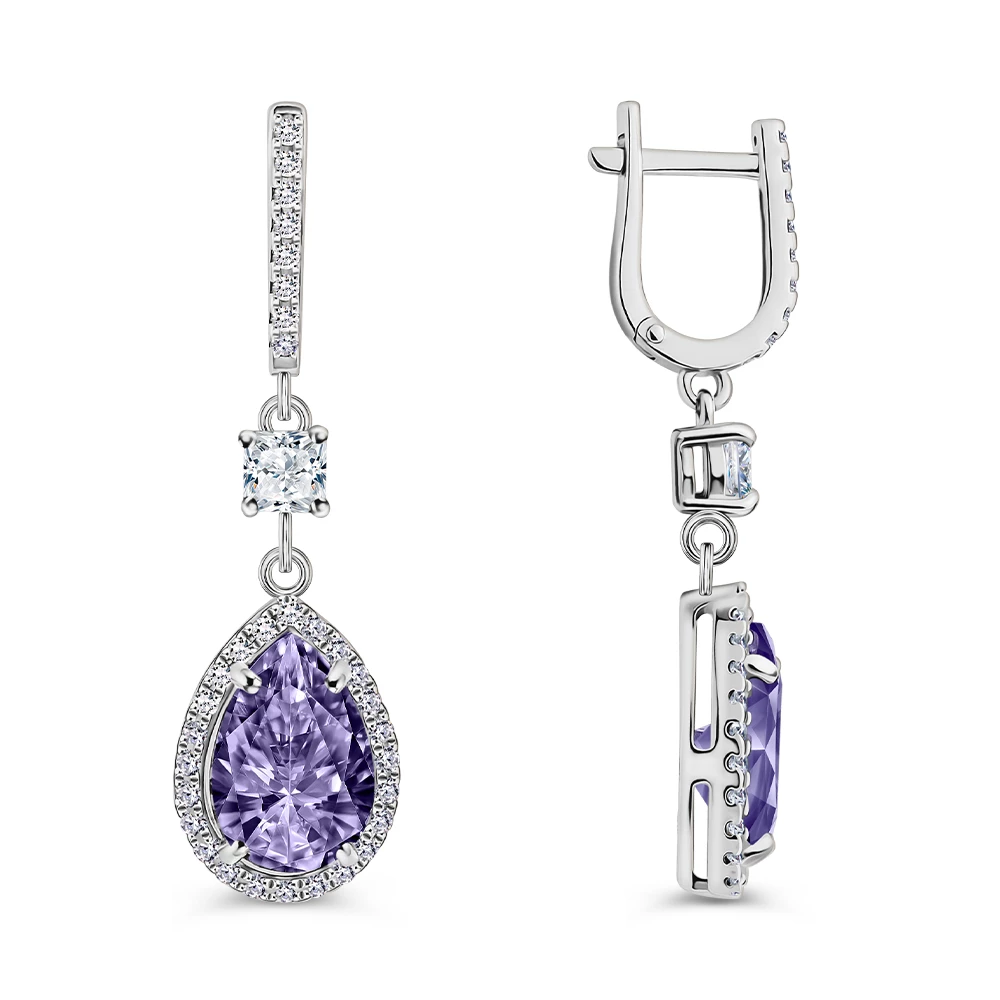 Серьги с фианитами из серебра 925 пробы