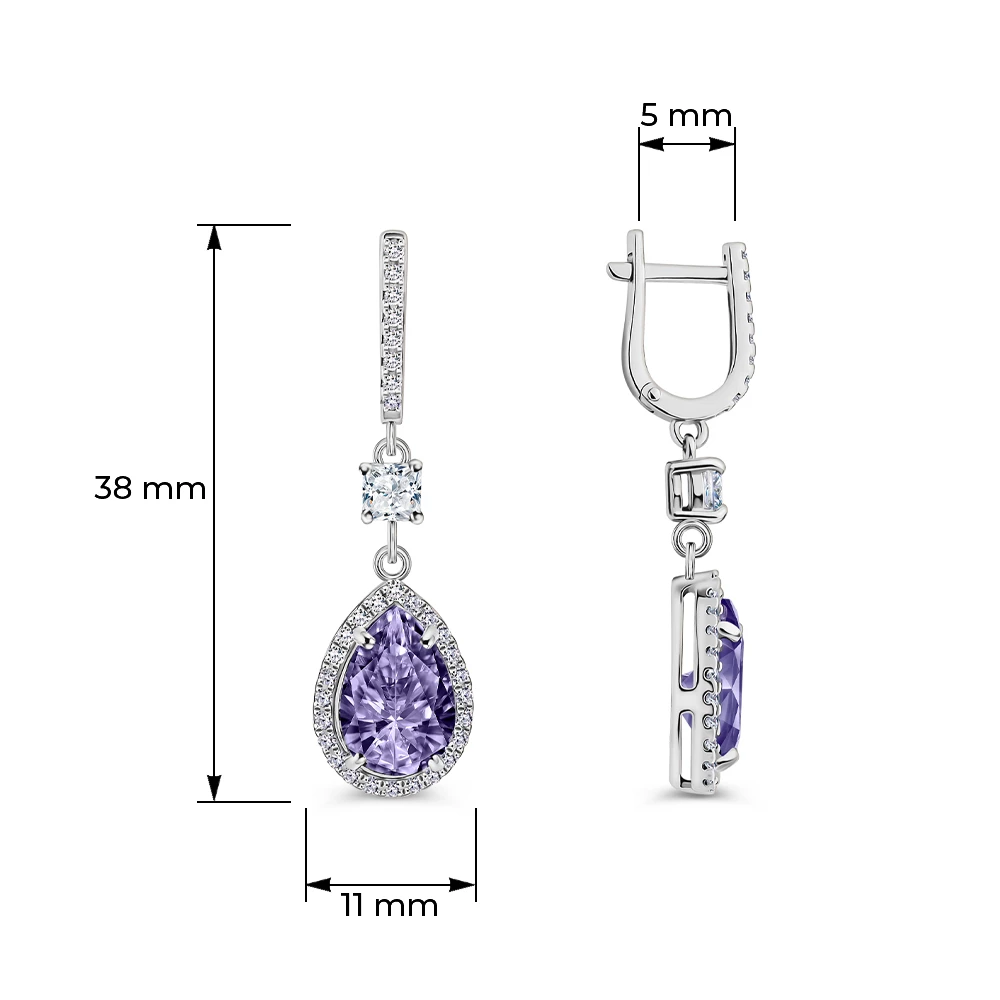 Серьги с фианитами из серебра 925 пробы