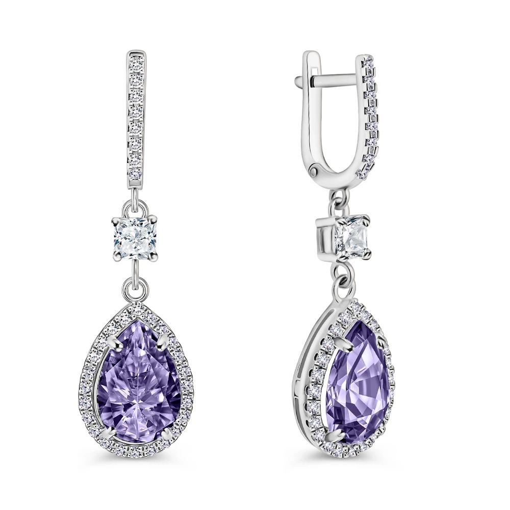 Серьги с фианитами из серебра 925 пробы