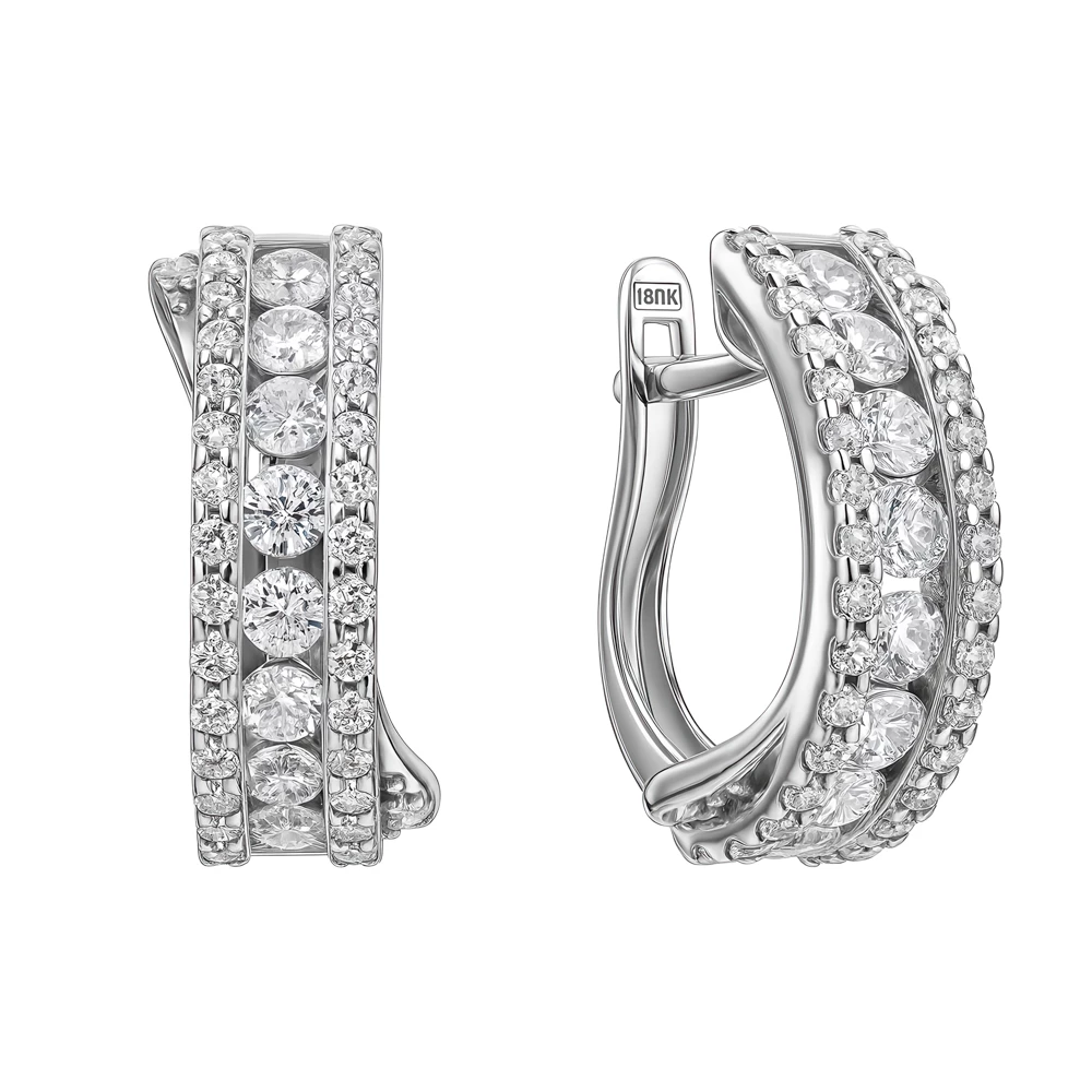 Серьги с фианитами из серебра 925 пробы