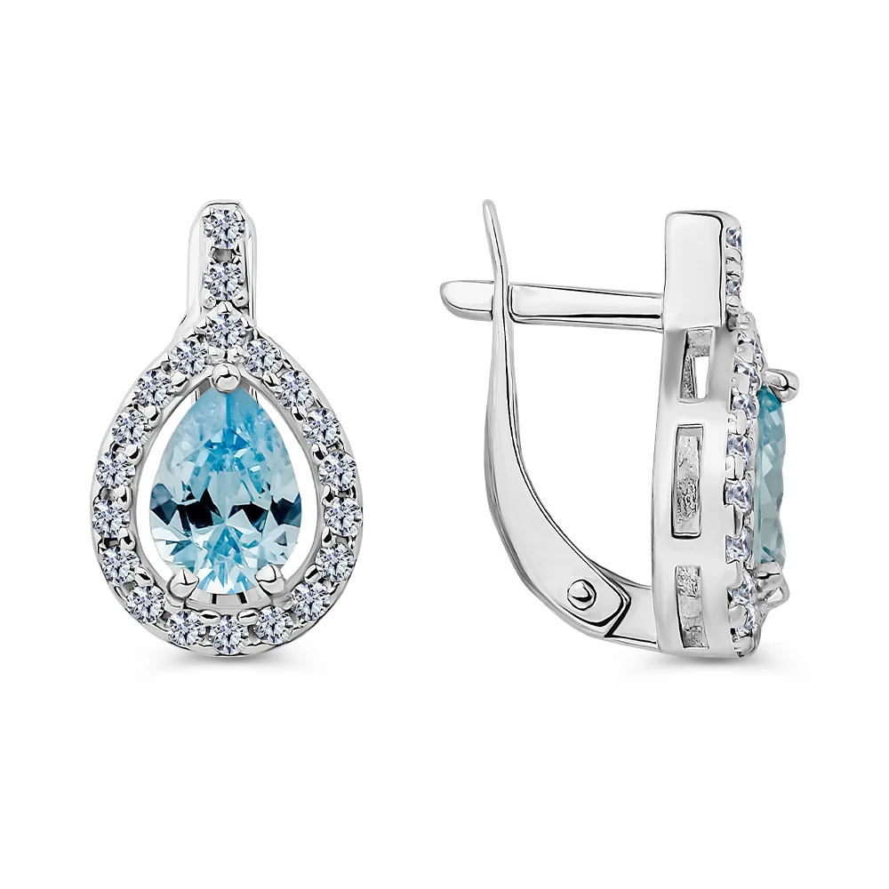 Серьги с фианитами из серебра 925 пробы