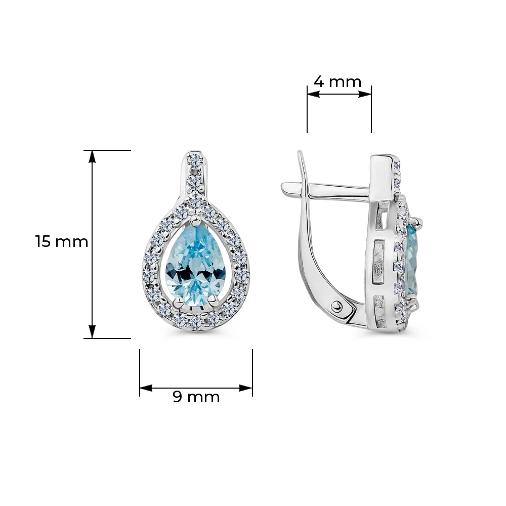 Серьги с фианитами из серебра 925 пробы