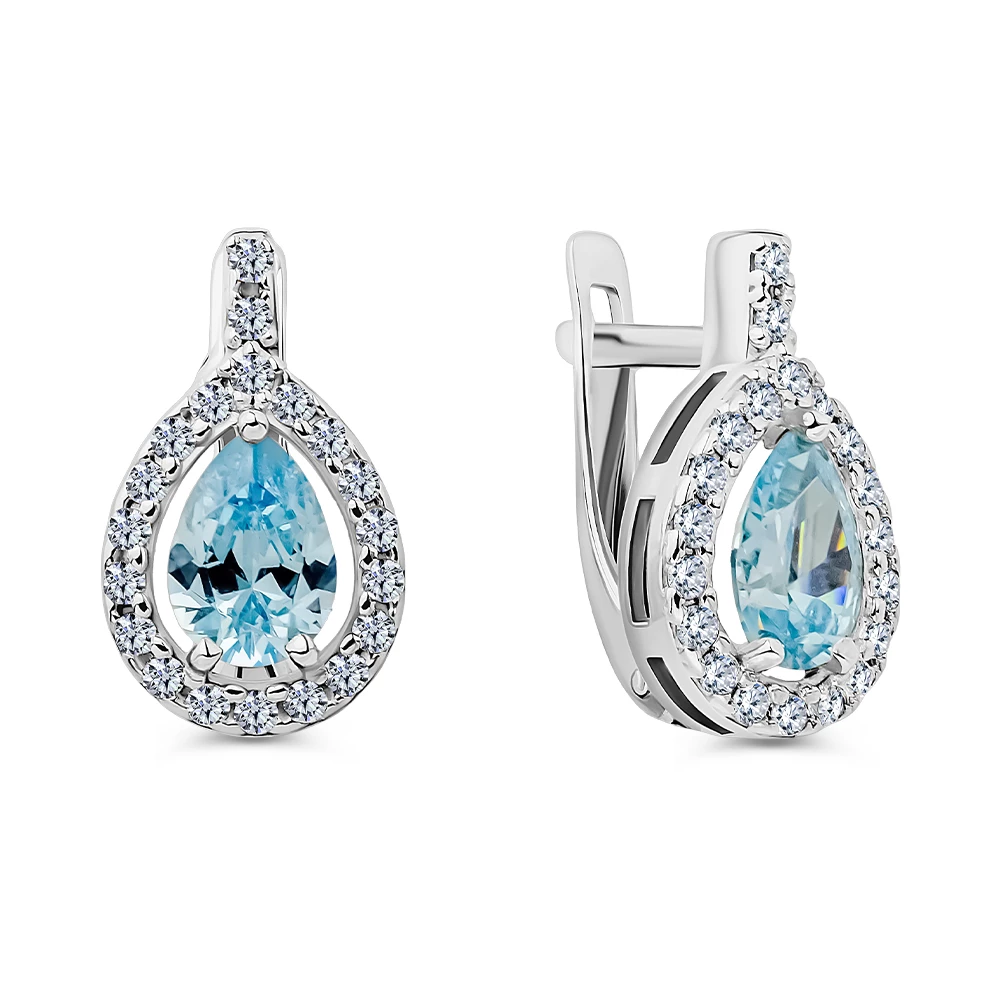 Серьги с фианитами из серебра 925 пробы