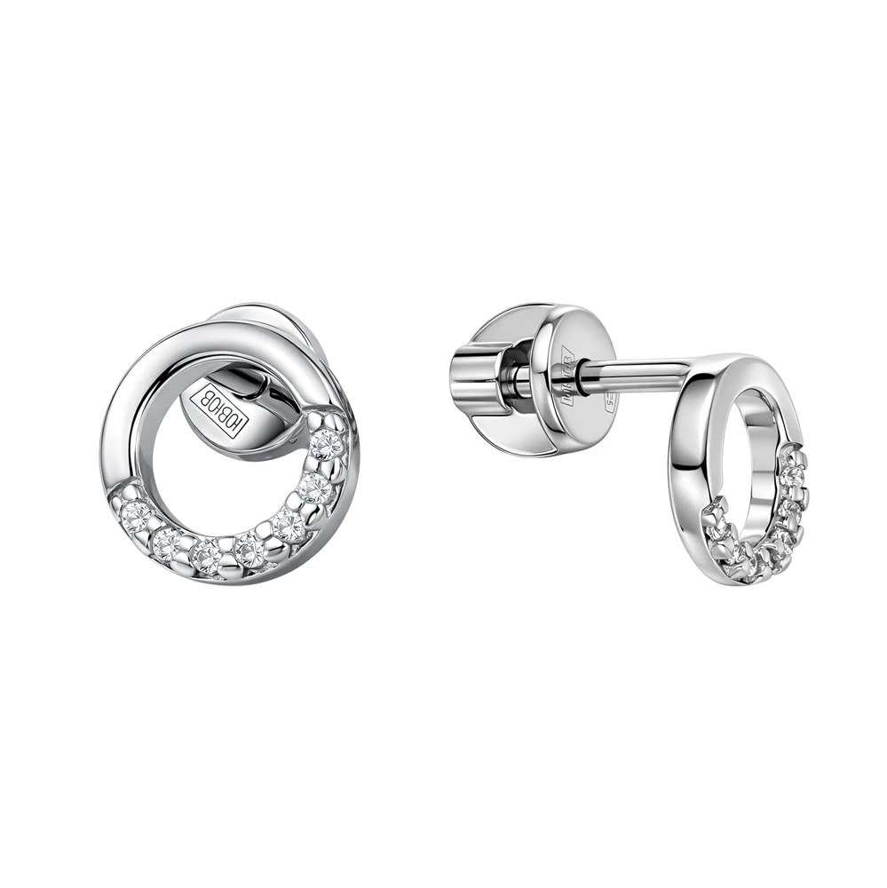 Серьги с фианитами из серебра 925 пробы