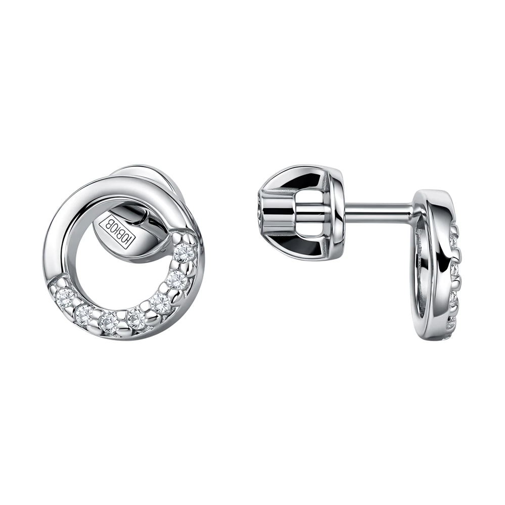 Серьги с фианитами из серебра 925 пробы