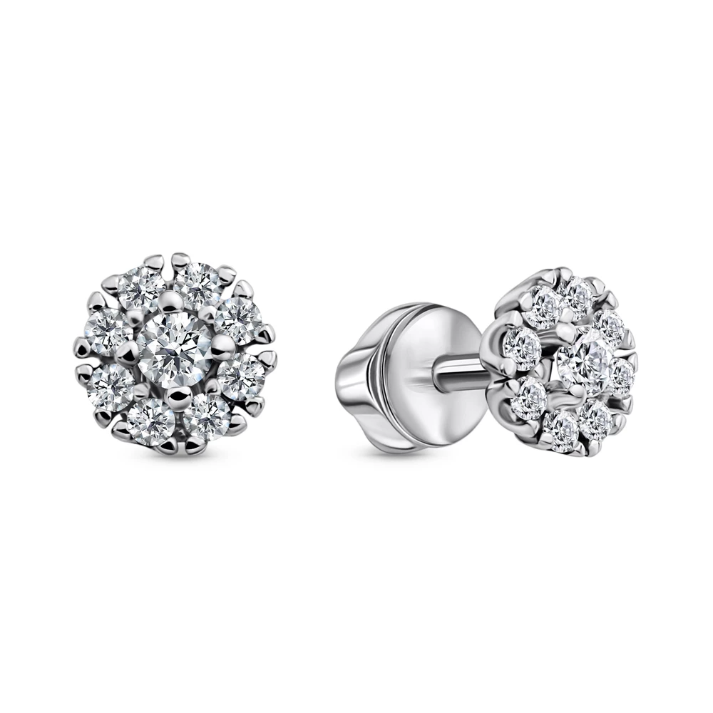 Серьги с фианитами из серебра 925 пробы