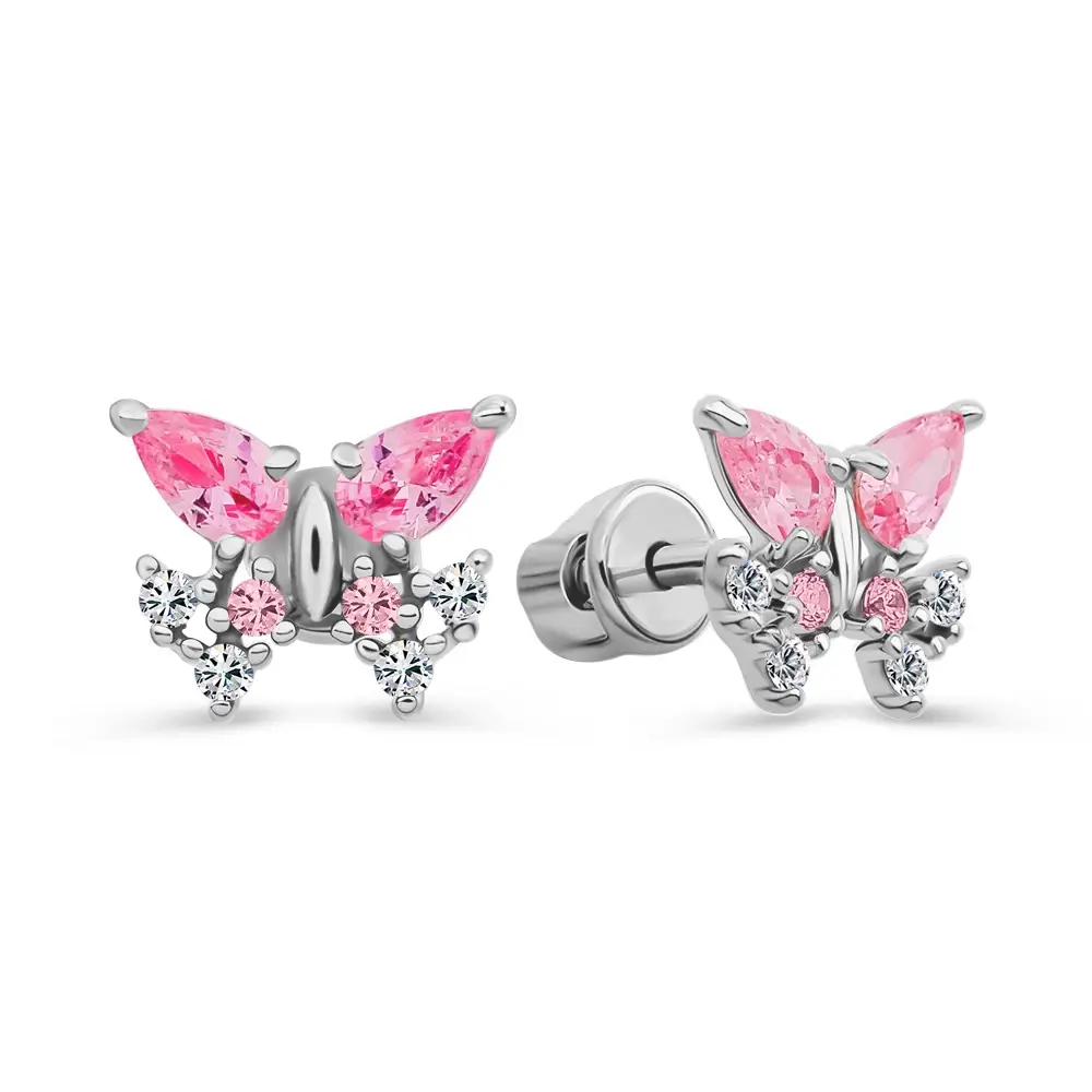 Серьги с фианитами из серебра 925 пробы
