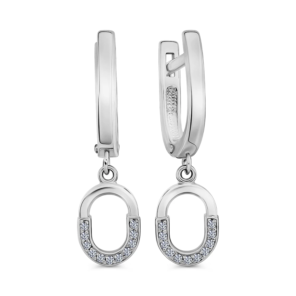 Серьги с фианитами из серебра 925 пробы