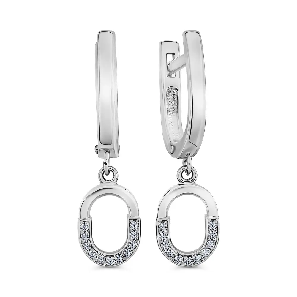 Серьги с фианитами из серебра 925 пробы