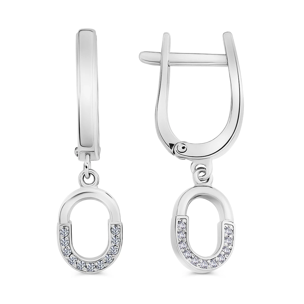 Серьги с фианитами из серебра 925 пробы