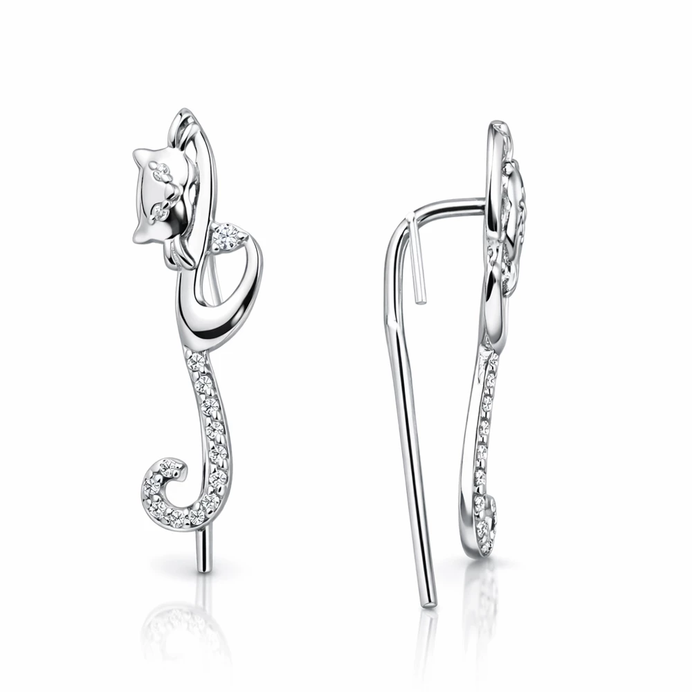 Серьги с фианитами из серебра 925 пробы