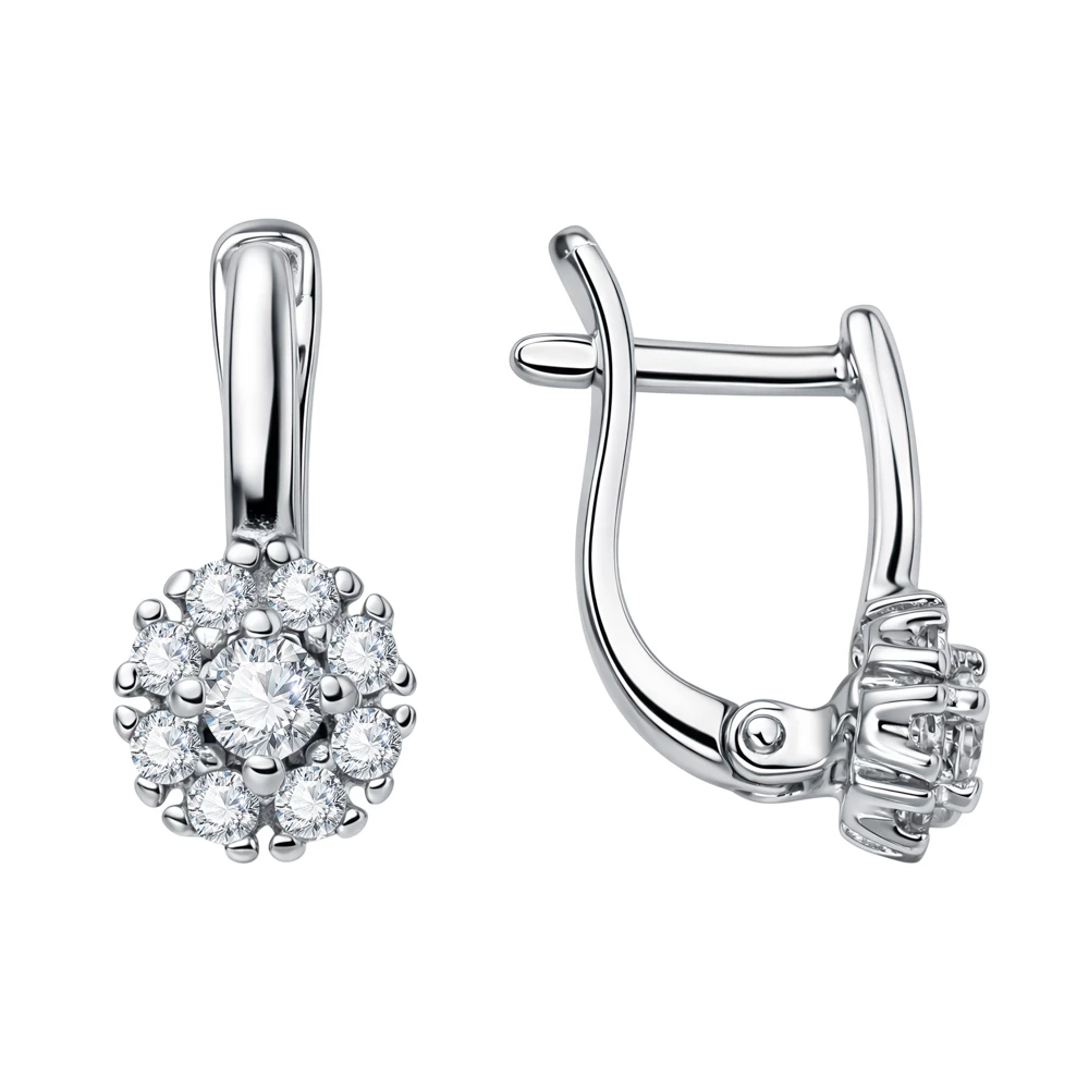 Серьги с фианитами из серебра 925 пробы