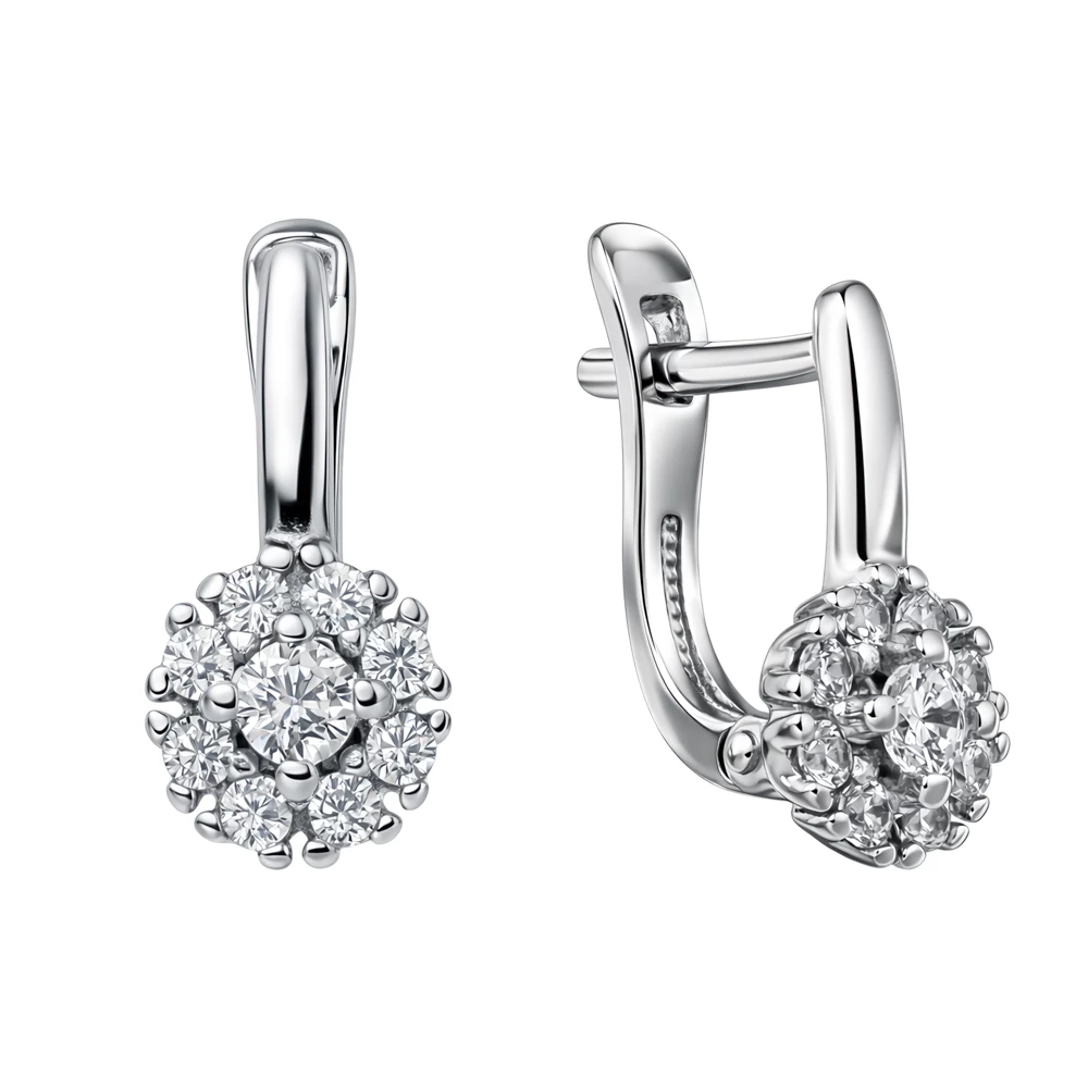 Серьги с фианитами из серебра 925 пробы