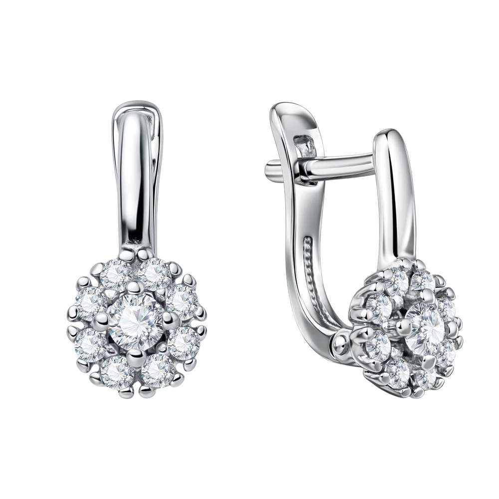 Серьги с фианитами из серебра 925 пробы