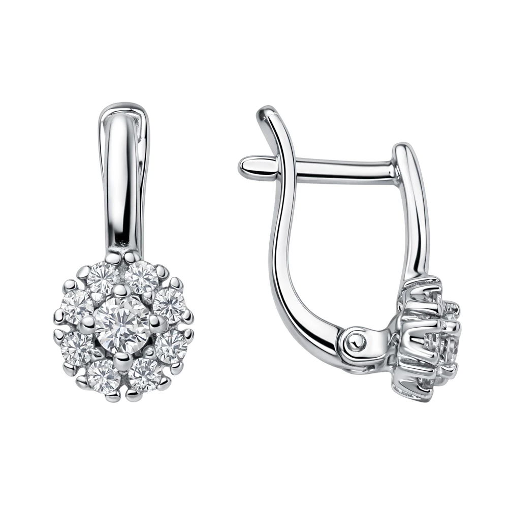 Серьги с фианитами из серебра 925 пробы