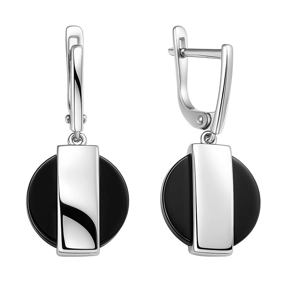 Серьги с агатами из серебра 925 пробы