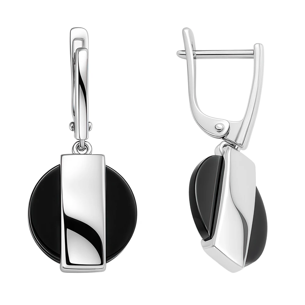 Серьги с агатами из серебра 925 пробы