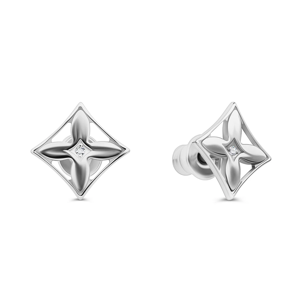 Серьги с фианитами из серебра 925 пробы