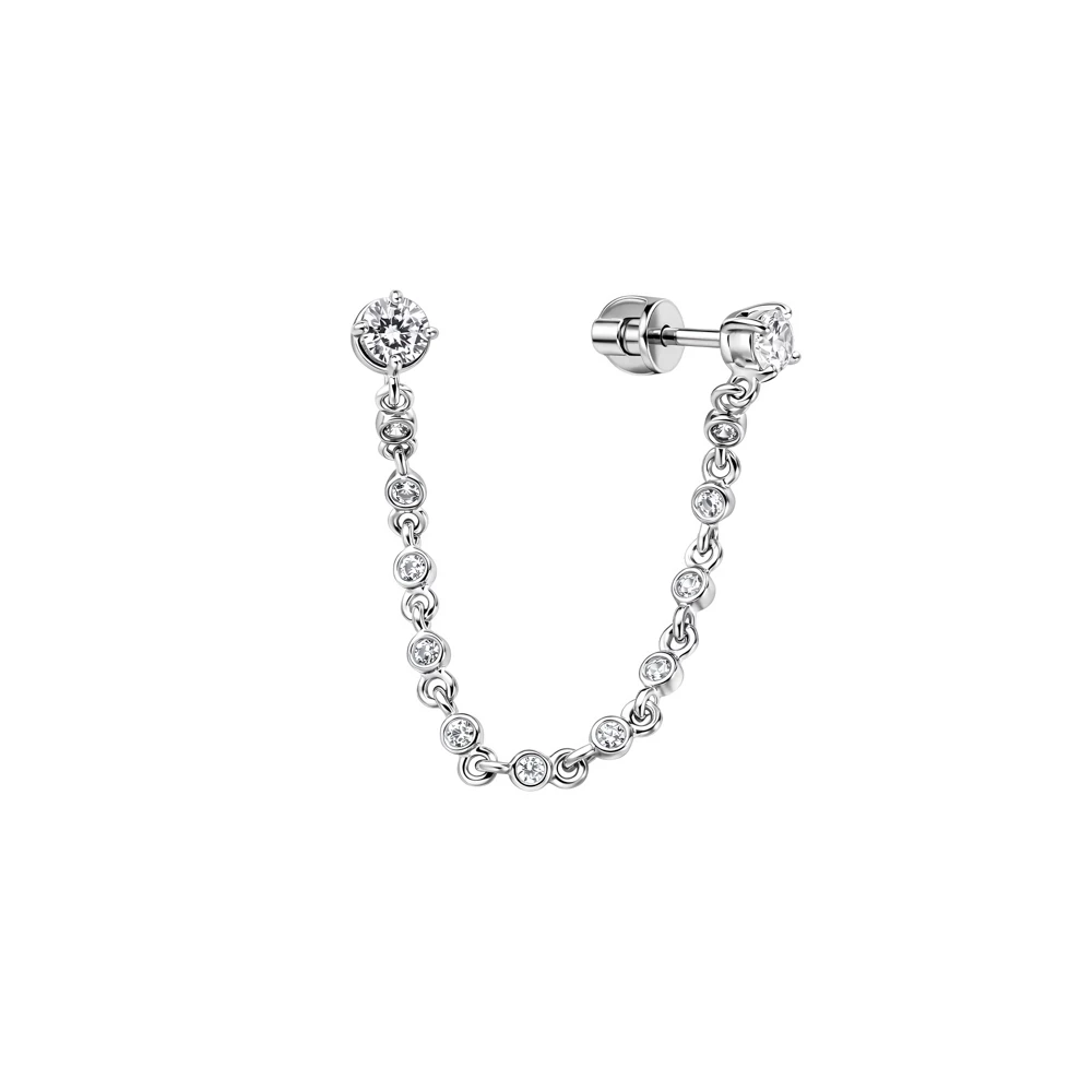 Серьга с фианитами из серебра 925 пробы