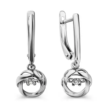 Серьги с фианитами из серебра 925 пробы