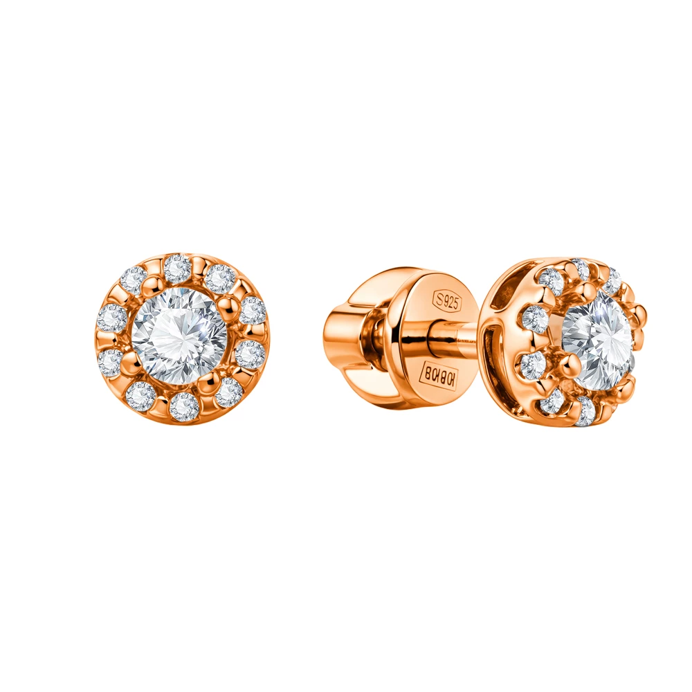 Серьги с фианитами из серебра 925 пробы