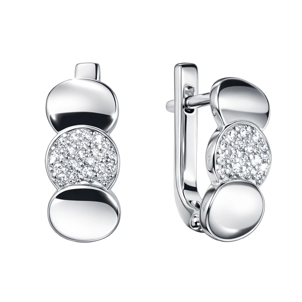 Серьги с фианитами из серебра 925 пробы