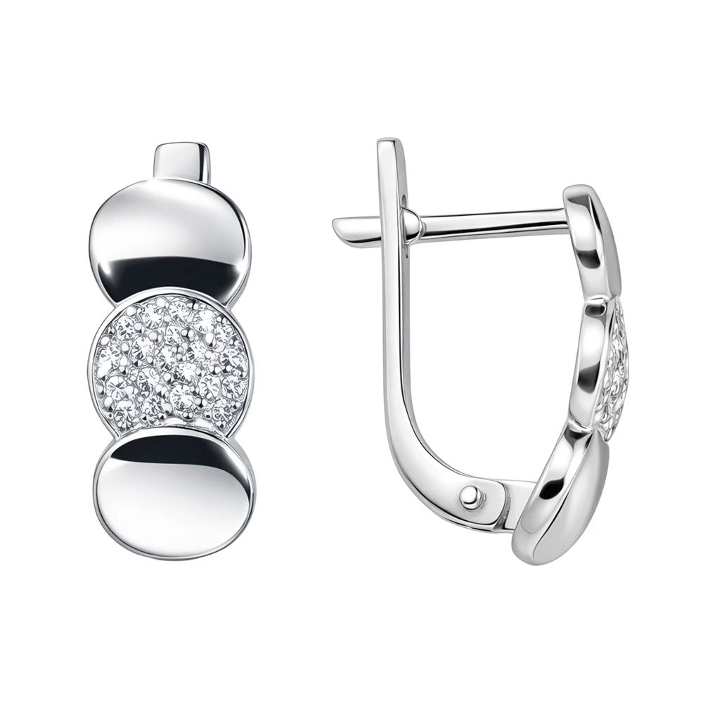 Серьги с фианитами из серебра 925 пробы