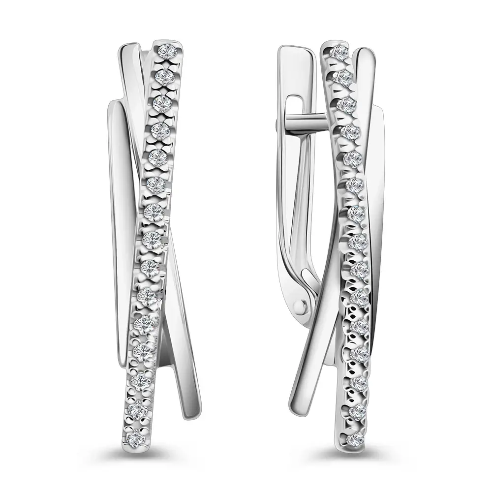 Серьги с фианитами из серебра 925 пробы 1