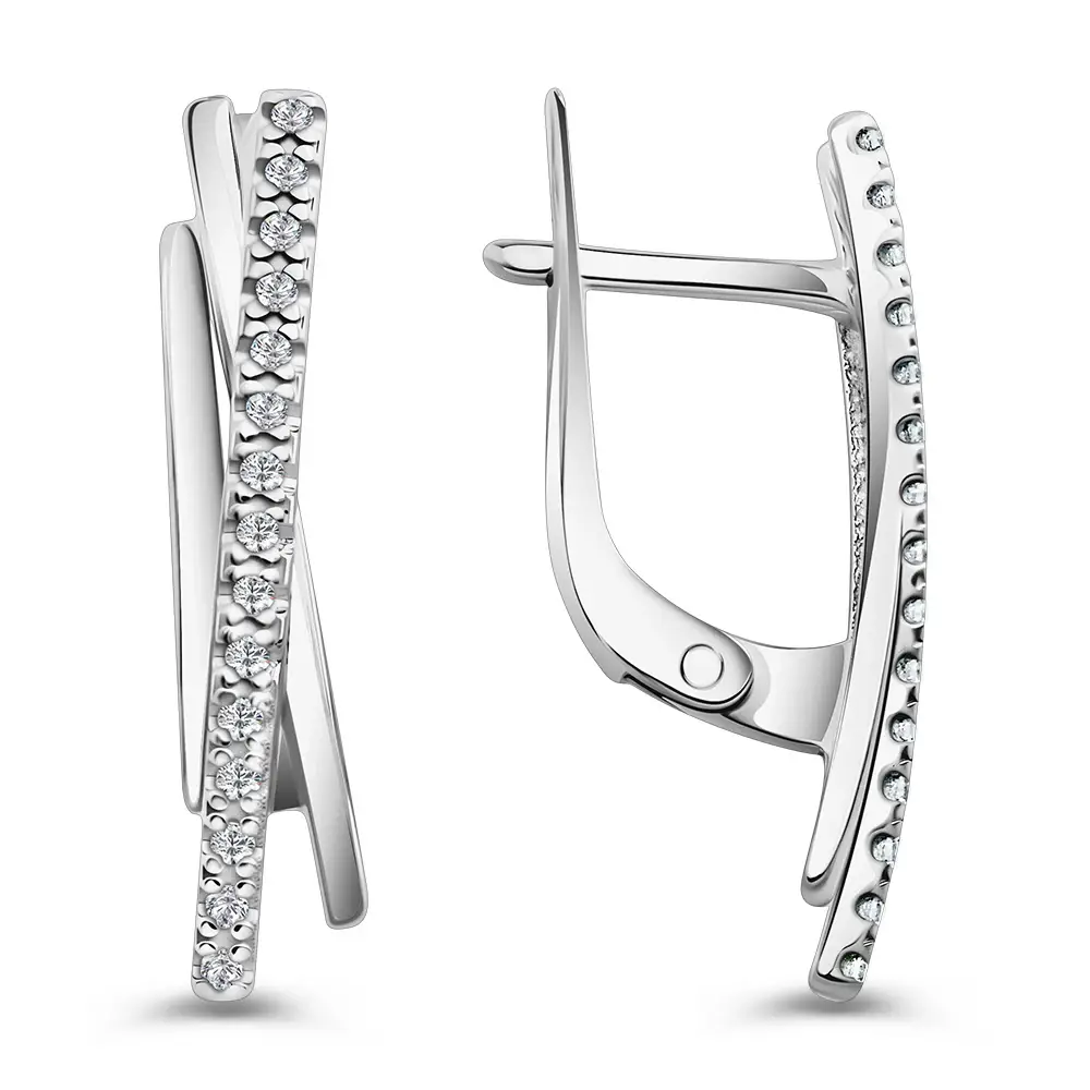 Серьги с фианитами из серебра 925 пробы 3