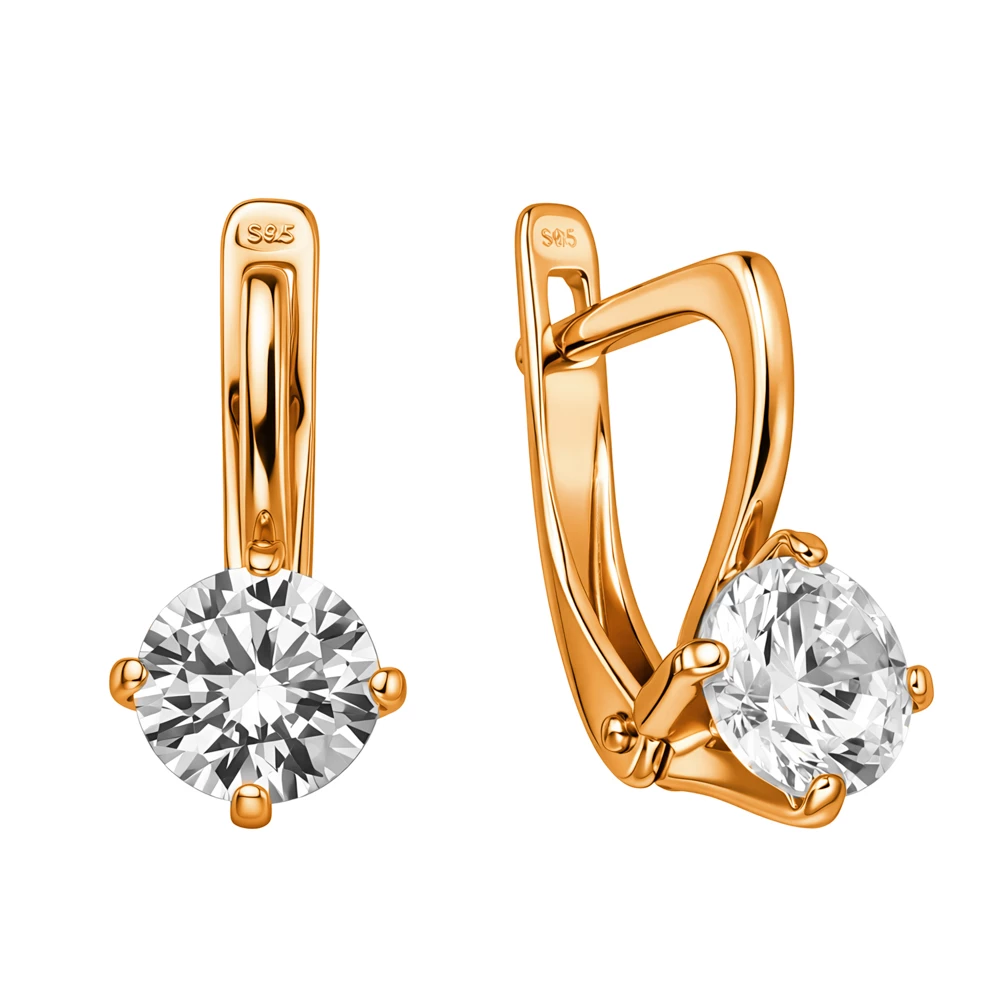 Серьги с фианитами из серебра 925 пробы