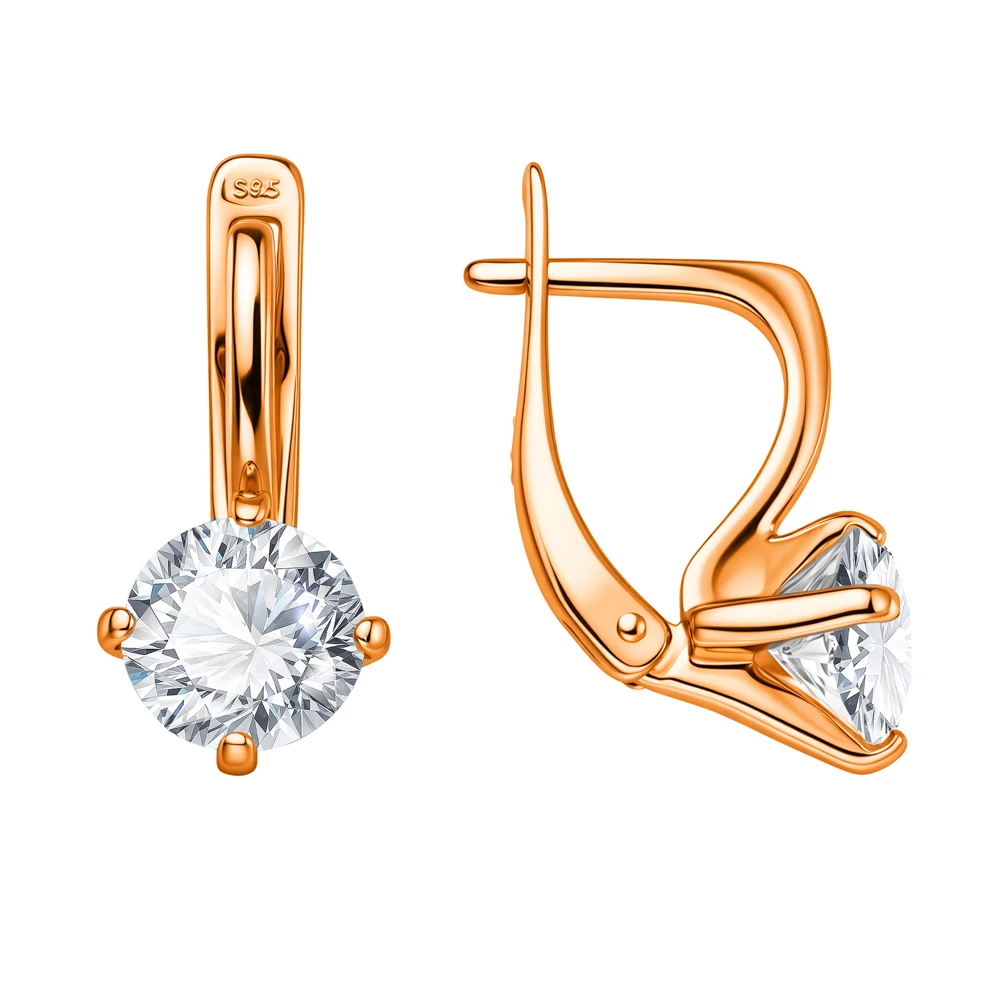 Серьги с фианитами из серебра 925 пробы