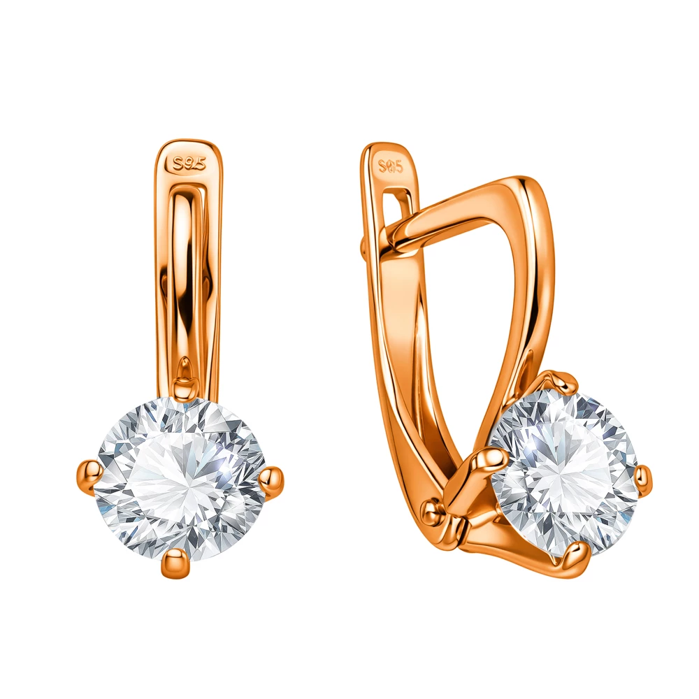 Серьги с фианитами из серебра 925 пробы