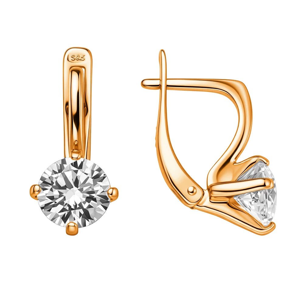 Серьги с фианитами из серебра 925 пробы