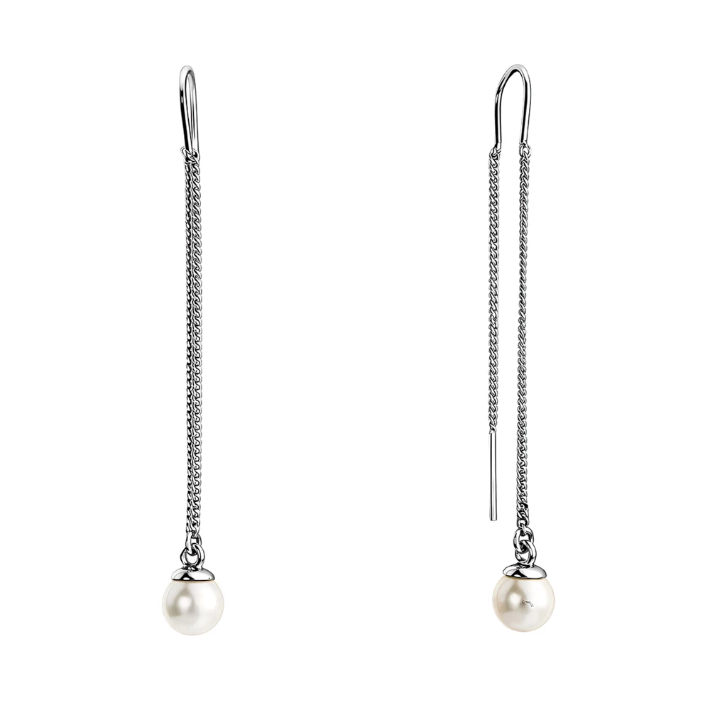 Серьги с искусственным жемчугом из серебра 925 пробы