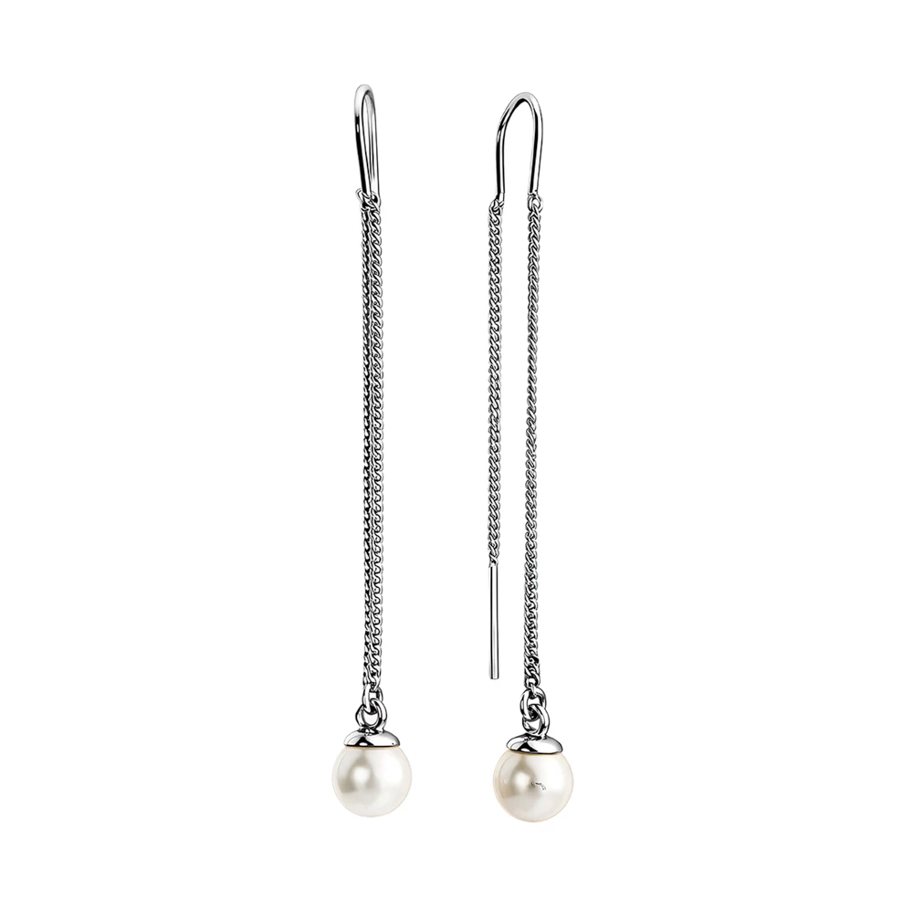 Серьги с искусственным жемчугом из серебра 925 пробы