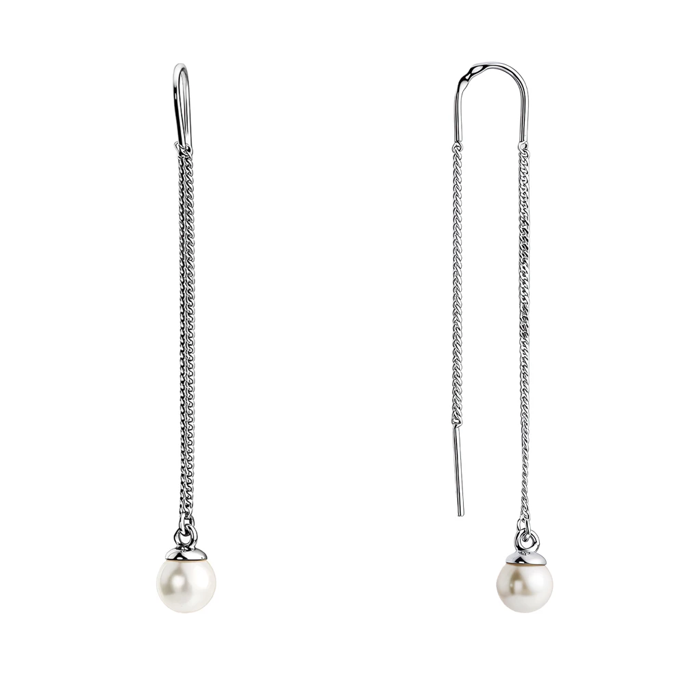 Серьги с искусственным жемчугом из серебра 925 пробы