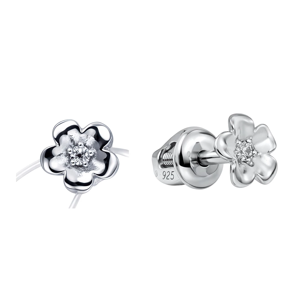 Серьги с фианитами из серебра 925 пробы